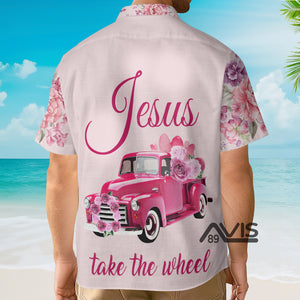 Avis89 Car Jesus Take The Wheel Pink Aloha - Hawaiian Shirt