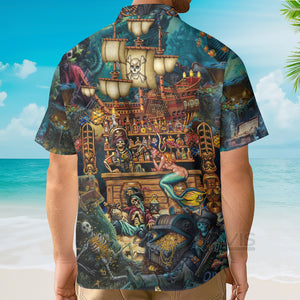 Avis89 Skull Pirate Treasure Night On The Sea Style - Hawaiian Shirt