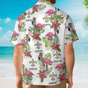 Avis89 Happy Mardi Gras New Orleans Saints Floral - Hawaiian Shirt