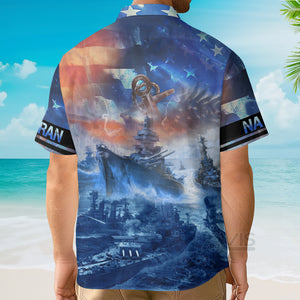 Avis89 Navy Ships At Sea And Anchors US Veteran - Hawaiian Shirt