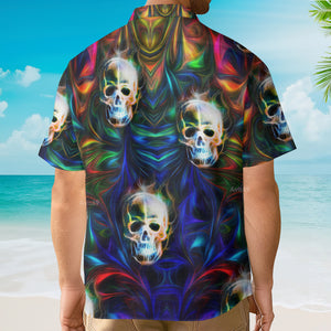 Avis89 Psychedelic Hippie Rainbow Lightning Skull - Hawaiian Shirt