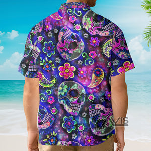 Avis89 Psychedelic Hippie Colorful Tiny Skull - Hawaiian Shirt