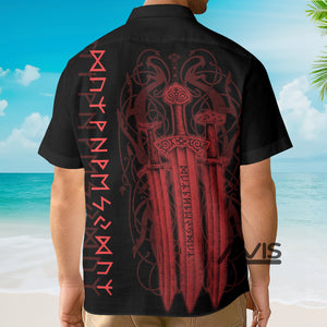 Avis89 Red Viking Sword Black Aloha - Hawaiian Shirt