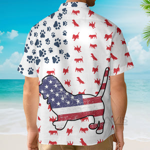 Basset Hound American Flag - Hawaiian Shirt