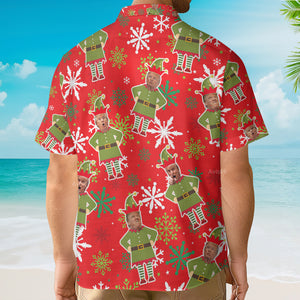 Custom Photo Christmas Elf - For Men And Women - Personalized Hawaiian Shirt