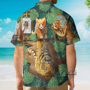 Avis89 Cat And Tiger Leaf - Gift For Cat Lovers - Hawaiian Shirt