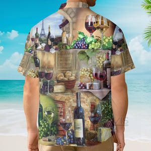 Avis89 Wine Grape And Cheese Art - Gift For Men And Women - Hawaiian Shirt