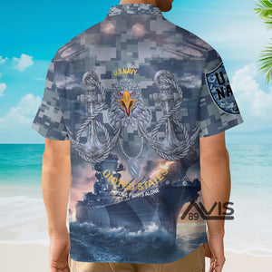 Avis89 US Navy No One Fights Alone Veteran - Hawaiian Shirt