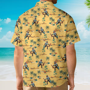 Avis89 Coconut Tree Bigfoot With Guitar Yellow - Hawaiian Shirt