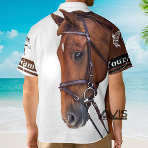 Avis89 Horse Lover White - Personalized Hawaiian Shirt