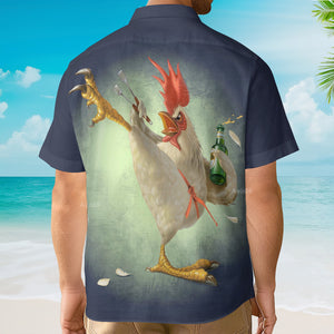 Kungfu Rooster Blue - Hawaiian Shirt