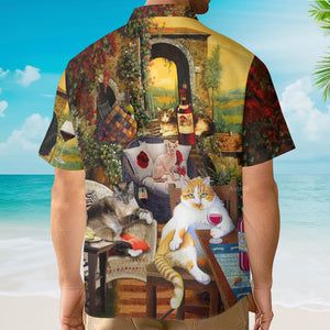 Cat Drink Wine and Judge - Gift For Cat Lovers - Hawaiian Shirt