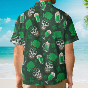 Avis89 St. Patrick's Day Beer And Skull Pattern - Hawaiian Shirt