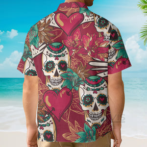 Avis89 Valentine's Day Casual Skull Heart - Hawaiian Shirt