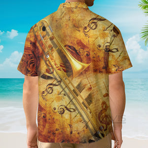 Avis89 Yellow Trombone Music - Hawaiian Shirt