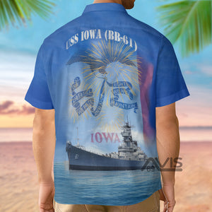 Avis89 Us Navy Uss Iowa (Bb-61) 4Th Of July - Hawaiian Shirt