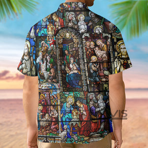 Life Of Jesus Stained Glass Window  - Hawaiian Shirt