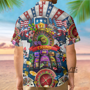 Avis89 Poker US Flag Casino Lover - Hawaiian Shirt