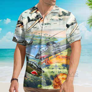 Combat Aircraft Sky Line Blue Style - Hawaiian Shirt