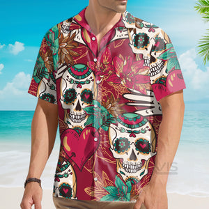 Avis89 Valentine's Day Casual Skull Heart - Hawaiian Shirt