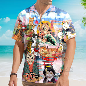 Avis89 Cat Samurai With Ramen Lovely - Hawaiian Shirt