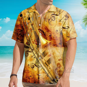 Avis89 Yellow Trombone Music - Hawaiian Shirt