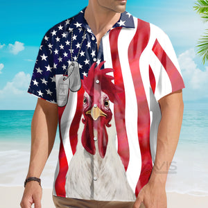 Avis89 Independence Day American Flag Fun Rooster Breast - Hawaiian Shirt