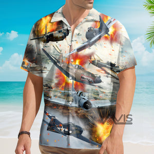 Avis89 Combat Aircraft Fire War - Hawaiian Shirt