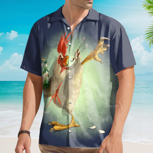 Kungfu Rooster Blue - Hawaiian Shirt