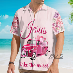 Avis89 Car Jesus Take The Wheel Pink Aloha - Hawaiian Shirt