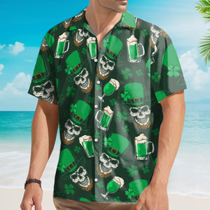 Avis89 St. Patrick's Day Beer And Skull Pattern - Hawaiian Shirt