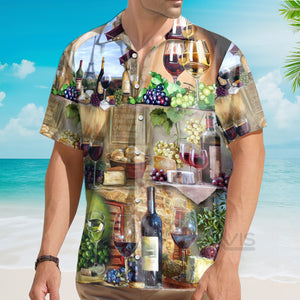 Avis89 Wine Grape And Cheese Art - Gift For Men And Women - Hawaiian Shirt