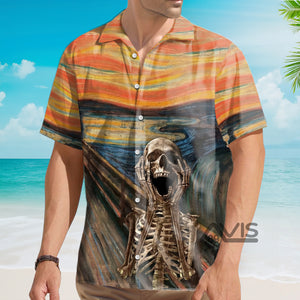 Avis89 Painted Textured Skull - Hawaiian Shirt