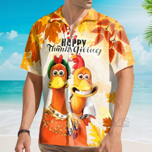 Avis89 Happy Turkey Chicken Family -  For Men And Women - Hawaiian Shirt