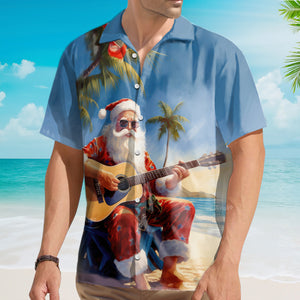 Christmas Vacation Santa Claus Playing Guitar - Hawaiian Shirt