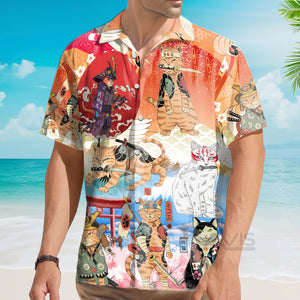 Avis89 Samurai Cat Funny Art Japanese - Hawaiian Shirt