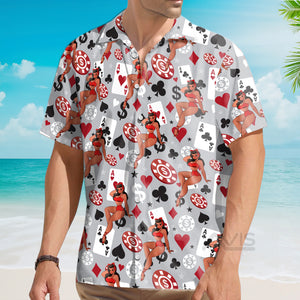 Poker Casino Beauty Girl Pattern - Hawaiian Shirt