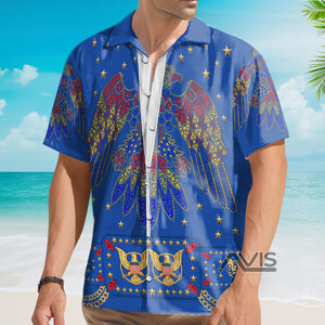 Avis89 Elvis Aloha Blue - Costume Cosplay Hawaiian Shirt