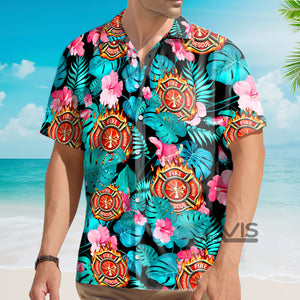 Avis89 Firefighter Hibiscus Flower - For Men And Women - Hawaiian Shirt