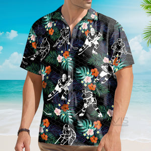 Avis89 Hockey White Black Patterns - Hawaiian Shirt