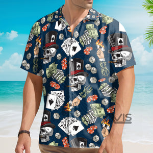 Avis89 Lucky Dice Spades Gambling Skull - Hawaiian Shirt