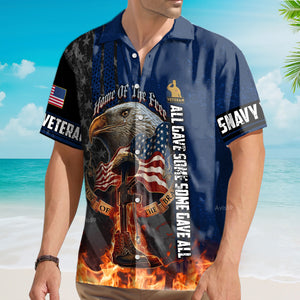 Navy Home Of The Free Because Of The Brave - Hawaiian Shirt