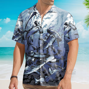 Avis89 Deep Sea Hammerhead Shark Bottom Of The Sea Pattern - Hawaiian Shirt