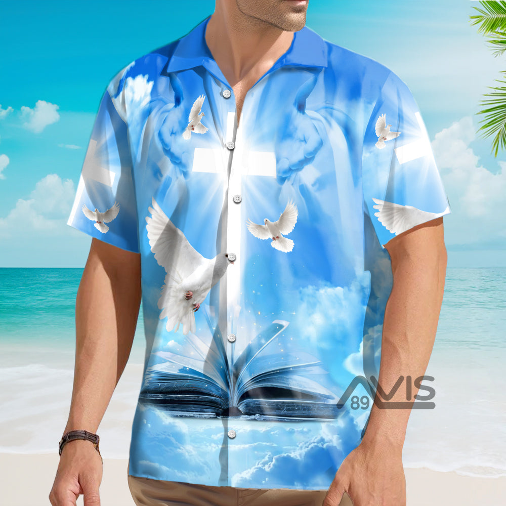 Jesus Dove Fly In The Blue Sky - Hawaiian Shirt