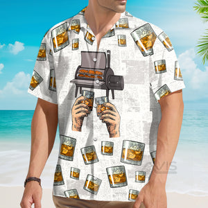 Wine Bourbon I Like Bourbon My Smoker And Maybe 3 People - Hawaiian Shirt