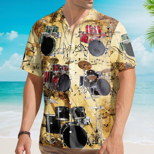 Drum Music Note Vintage Style - Hawaiian Shirt