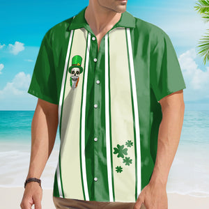 Avis89 St. Patrick's Day Green Hat Skull Stripe - Hawaiian Shirt