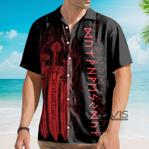 Avis89 Red Viking Sword Black Aloha - Hawaiian Shirt