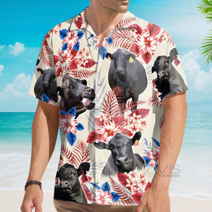 Avis89 Unique Black Angus Happiness US Flag - Hawaiian Shirt