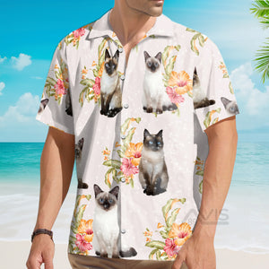 Avis89 Cat Tropical Floral Siamese Cat - Hawaiian Shirt